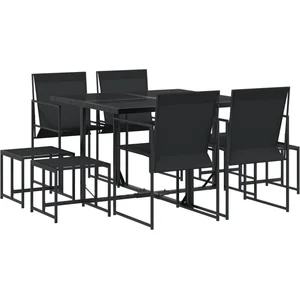vidaXL Ensemble à manger de jardin 9 pcs noir textilène pas cher