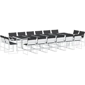 vidaXL Ensemble à manger de jardin avec coussins 17pcs blanc textilène pas cher