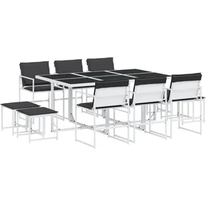 vidaXL Ensemble à manger de jardin avec coussins 11pcs blanc textilène pas cher