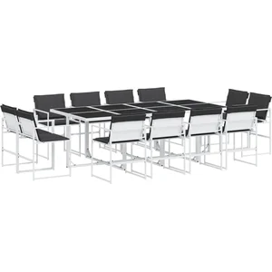 Comparateur de prix : vidaXL Ensemble à manger de jardin avec coussins 13pcs blanc textilène