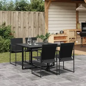 vidaXL Ensemble à manger de jardin 5 pcs noir textilène pas cher