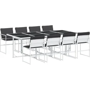 vidaXL Ensemble à manger de jardin avec coussins 9 pcs blanc textilène pas cher