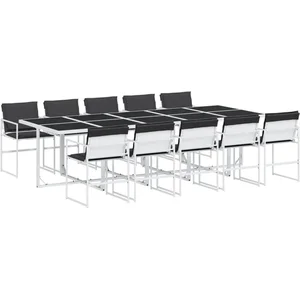 vidaXL Ensemble à manger de jardin avec coussins 11pcs blanc textilène pas cher