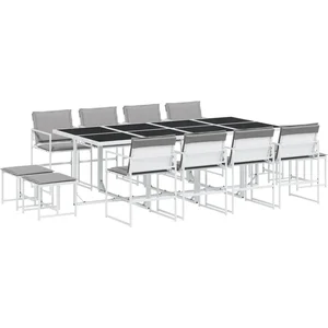 vidaXL Ensemble à manger de jardin avec coussins 13pcs blanc textilène pas cher