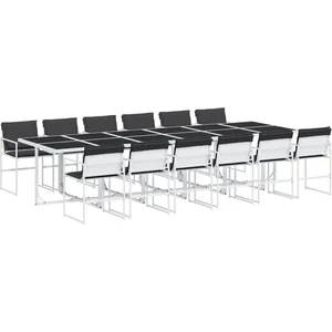 vidaXL Ensemble à manger de jardin avec coussins 13pcs blanc textilène pas cher