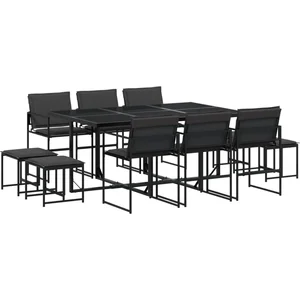 vidaXL Ensemble à manger de jardin avec coussins 11 pcs noir textilène pas cher