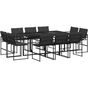 vidaXL Ensemble à manger de jardin avec coussins 11 pcs noir textilène pas cher