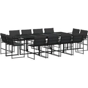 vidaXL Ensemble à manger de jardin avec coussins 13 pcs noir textilène pas cher