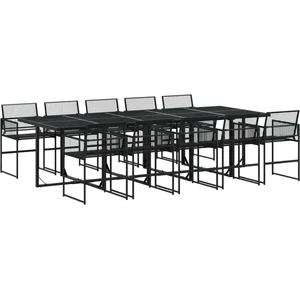 vidaXL Ensemble à manger de jardin 11 pcs noir résine tressée pas cher