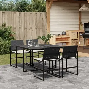 Comparateur de prix : vidaXL Ensemble à manger de jardin coussins 5pcs noir résine tressée