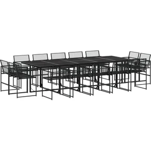 vidaXL Ensemble à manger de jardin 15 pcs noir résine tressée pas cher