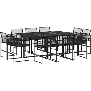 vidaXL Ensemble à manger de jardin 11 pcs noir résine tressée pas cher
