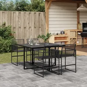 vidaXL Ensemble à manger de jardin 5 pcs Noir Résine tressée pas cher