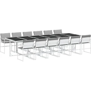 vidaXL Ensemble à manger de jardin avec coussins 13pcs blanc textilène pas cher