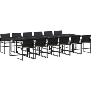 vidaXL Ensemble à manger de jardin 13 pcs coussins noir résine tressée pas cher