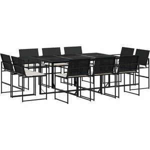 vidaXL Ensemble à manger de jardin 11 pcs coussins noir résine tressée pas cher