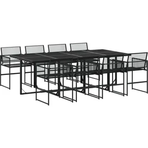 vidaXL Ensemble à manger de jardin 9 pcs Noir Résine tressée pas cher