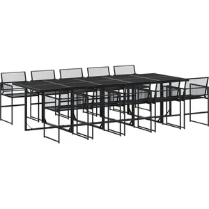 vidaXL Ensemble à manger de jardin 11 pcs noir résine tressée pas cher