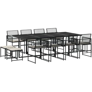 vidaXL Ensemble à manger de jardin 13 pcs coussins noir résine tressée pas cher