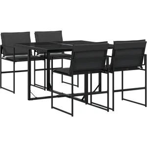 vidaXL Ensemble à manger de jardin avec coussins 5 pcs noir textilène pas cher