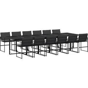 vidaXL Ensemble à manger de jardin avec coussins 13 pcs noir textilène pas cher