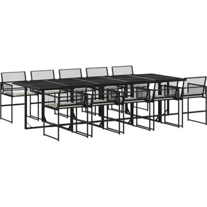 vidaXL Ensemble à manger de jardin 11 pcs coussins noir résine tressée pas cher