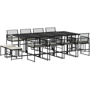 vidaXL Ensemble à manger de jardin 13 pcs coussins noir résine tressée pas cher