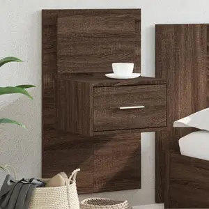 vidaXL Table de chevet murale avec lumières LED chêne marron pas cher