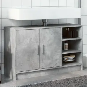 vidaXL Armoire d'évier gris béton 90x29x55 cm bois d'ingénierie pas cher