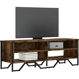 vidaXL Meuble TV chêne fumé 122x34x41 cm bois d'ingénierie pas cher