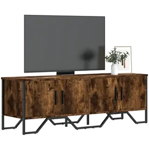 vidaXL Meuble TV chêne fumé 122x34x41 cm bois d'ingénierie pas cher