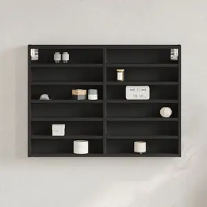 vidaXL Armoire à vitrine noir 80x8,5x58 cm bois d'ingénierie pas cher