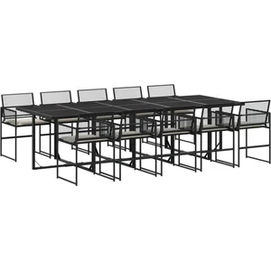 vidaXL Ensemble à manger de jardin 11 pcs coussins noir résine tressée pas cher
