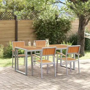 vidaXL Ensemble de salle à manger pour jardin 5 pcs Gris pas cher