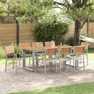 vidaXL Ensemble de salle à manger pour jardin 9 pcs Gris pas cher