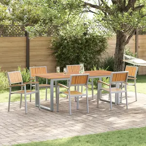 vidaXL Vidaxl Ensemble De Salle À Manger De Jardin Ensemble De 7 Gris Aluminium pas cher