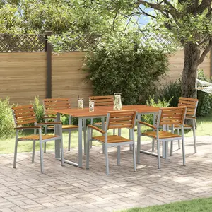 vidaXL Ensemble de salle à manger pour jardin 7 pcs Gris pas cher