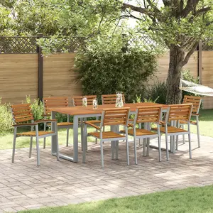 vidaXL Vidaxl Chaises De Jardin Empilables 8 Pcs En Bois D'acacia Et Métal pas cher