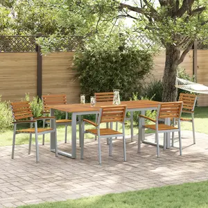 vidaXL Vidaxl Chaises De Jardin Empilables 6 Pcs En Bois Solide D'acacia Et Métal pas cher