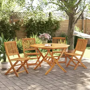 vidaXL Ensemble à manger de jardin pliable 5 pcs bois massif d’acacia pas cher