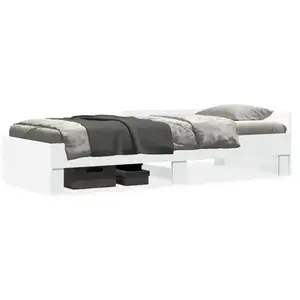 vidaXL Cadre de lit blanc 75x190 cm bois d'ingénierie pas cher