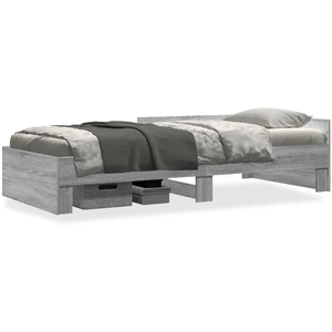 vidaXL Cadre de lit sonoma gris 100x200 cm bois d'ingénierie pas cher