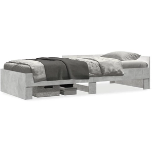 vidaXL Cadre de lit gris béton 100x200 cm bois d'ingénierie pas cher