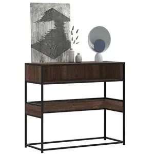 vidaXL Table console chêne marron 90x35x80 cm bois d'ingénierie pas cher