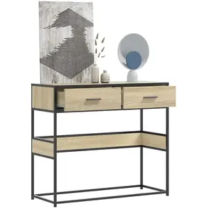 vidaXL Table console chêne sonoma 90x35x80 cm bois d'ingénierie pas cher