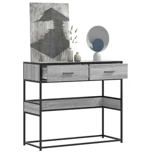 vidaXL Table console sonoma gris 90x35x80 cm bois d'ingénierie pas cher