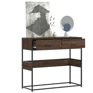 vidaXL Table console chêne marron 90x35x80 cm bois d'ingénierie pas cher