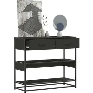vidaXL Table console noir 90x35x80 cm bois d'ingénierie pas cher