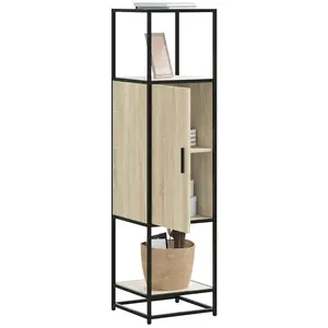 vidaXL Buffet haut chêne sonoma 35,5x35x139 cm bois d'ingénierie métal pas cher
