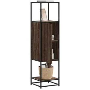 vidaXL Buffet haut chêne marron 35,5x35x139 cm bois d'ingénierie métal pas cher